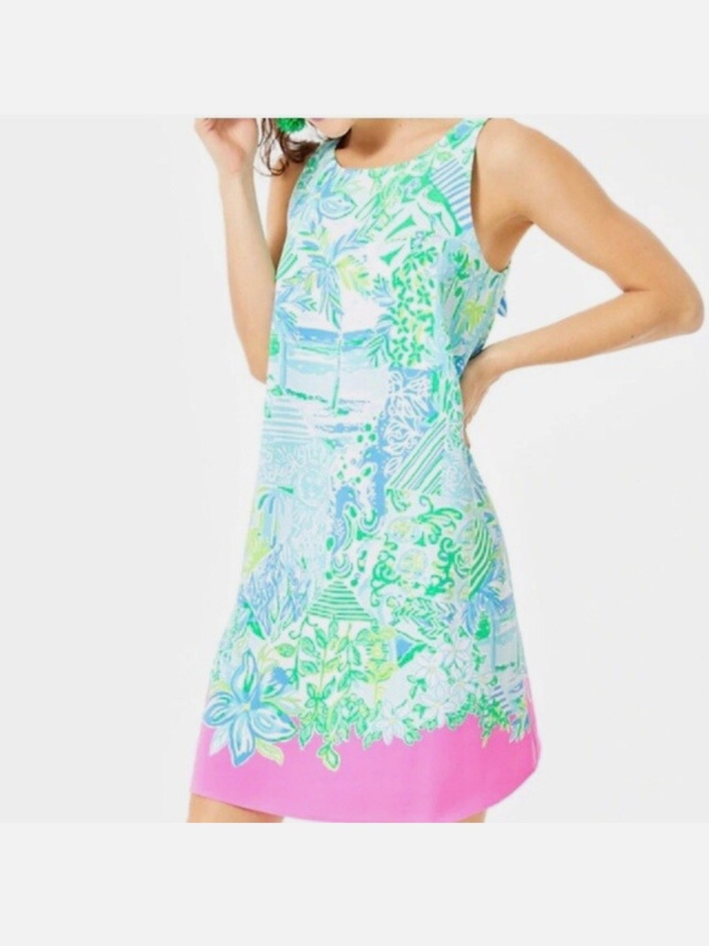 Lilly Pulitzer JACKIE SHIFT DRESS Whisper Blue Beach Happy